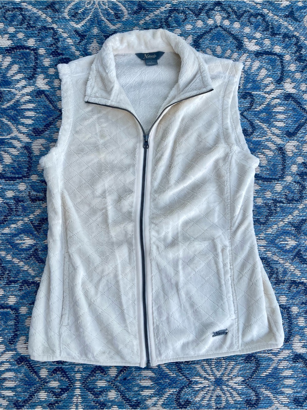Natural Reflections White Quilted Fleece Vest with Zip
